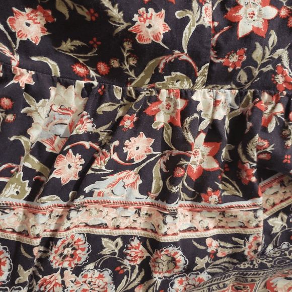 Knox Rose Boho Black Red Floral Tiered Vented Button Front Maxi Skirt Size XL - Picture 7 of 11